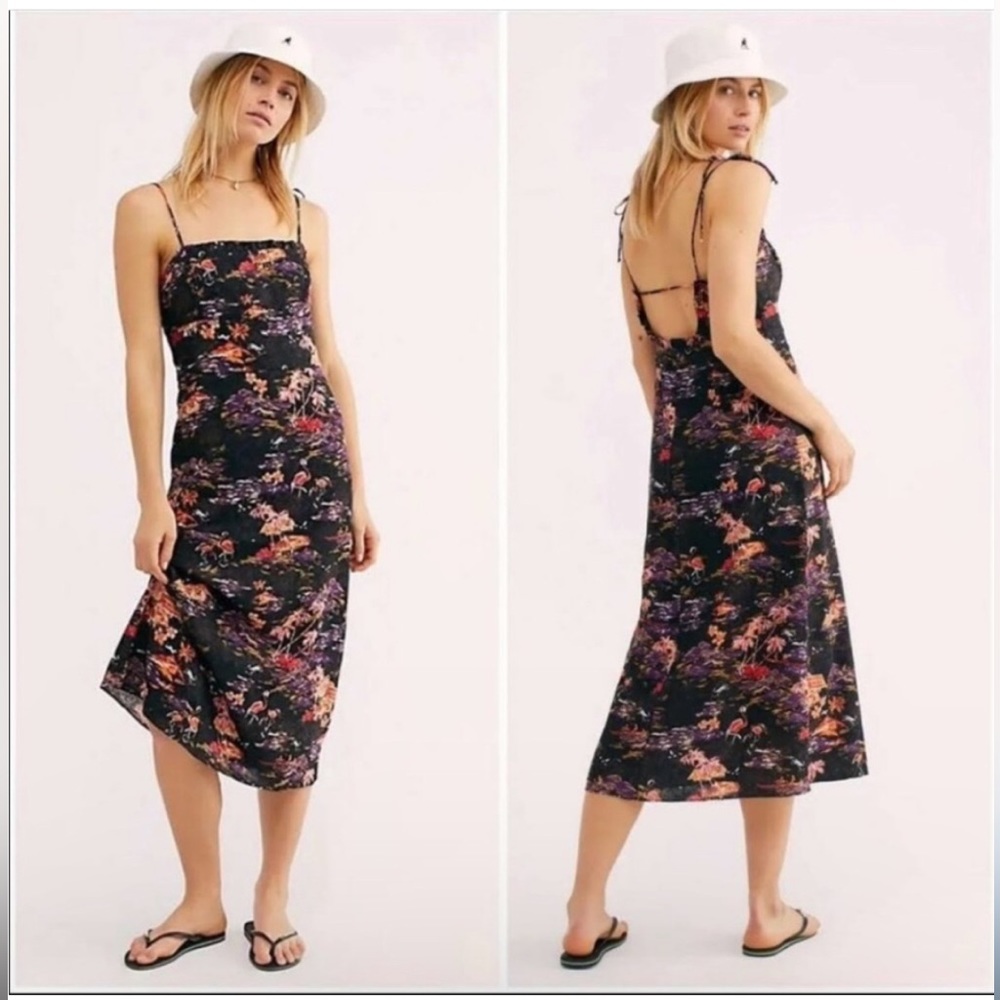 Free People beach party linen midi dress size 0